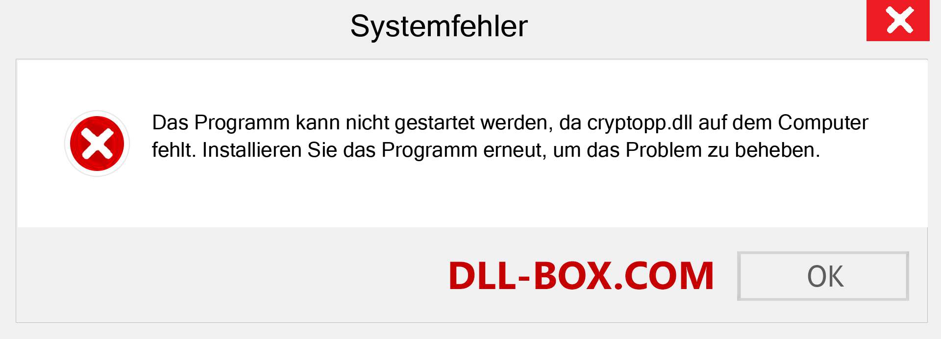 cryptopp.dll-Datei fehlt?. Download für Windows 7, 8, 10 - Fix cryptopp dll Missing Error unter Windows, Fotos, Bildern