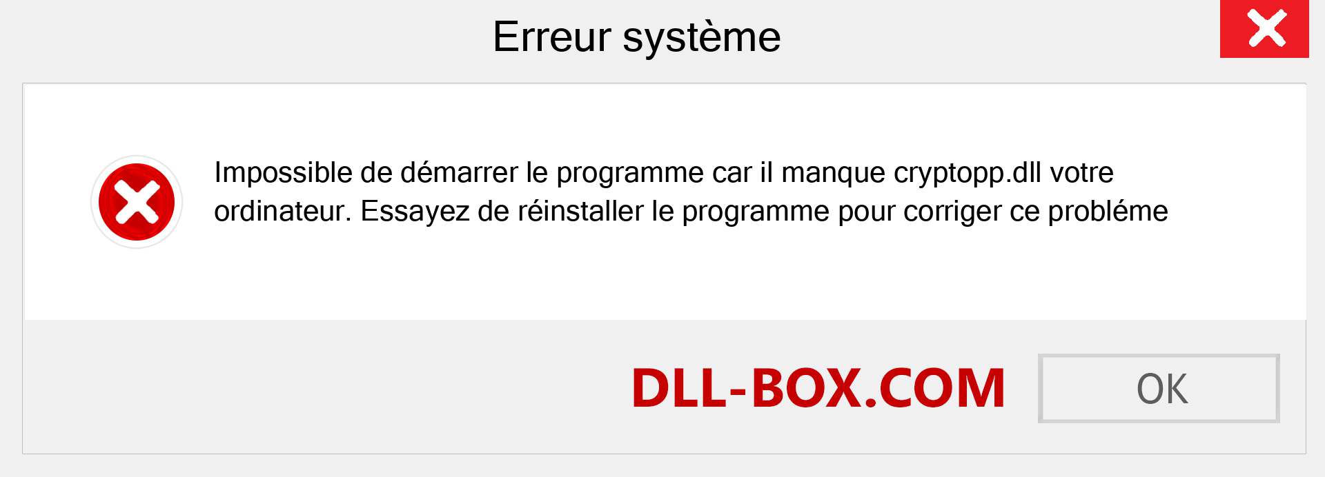 Le fichier cryptopp.dll est manquant ?. Télécharger pour Windows 7, 8, 10 - Correction de l'erreur manquante cryptopp dll sur Windows, photos, images